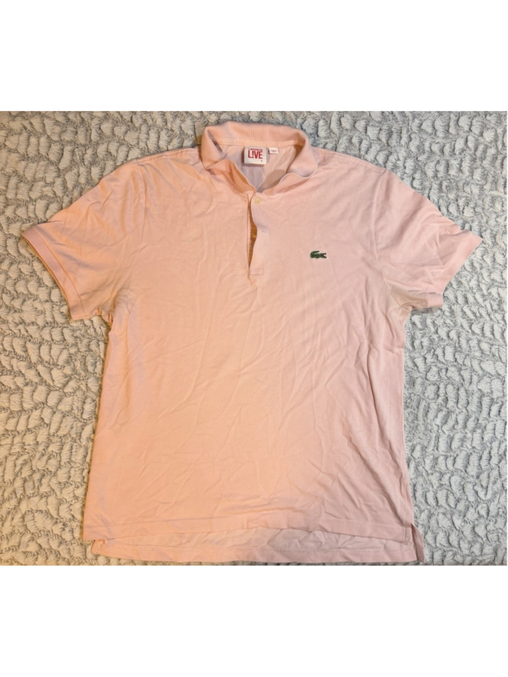 Lacoste Live Men's 6 Pink Cotton Short Sleeve Solid Polo Shirt Logo